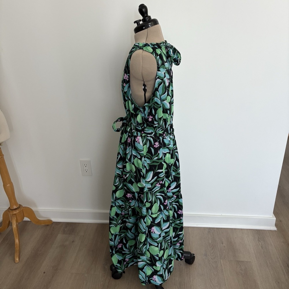 Ava & Viv Womens Dress 1X Black Floral Sleeveless Tiered Maxi Cotton Blend Boho - Picture 3 of 16